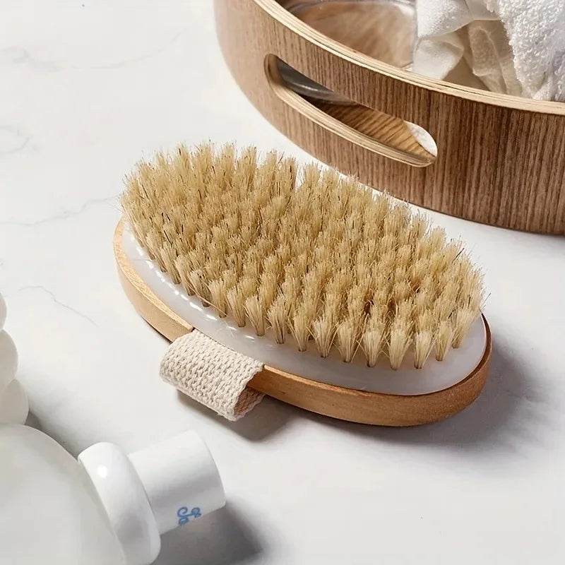 Natural Bristle Body Spa Brush – Wet & Dry Skin Massager Bath & Body Brush Babs