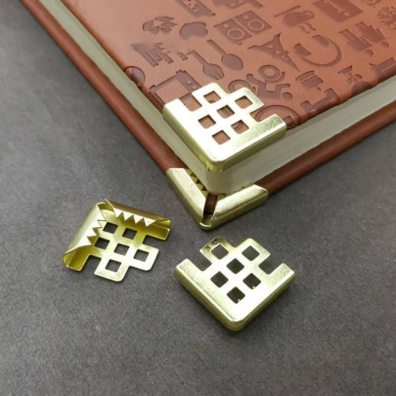 30pcs Vintage Metal Book Corner Protectors – Gold & Bronze Grid Book Corner Protectors Babs