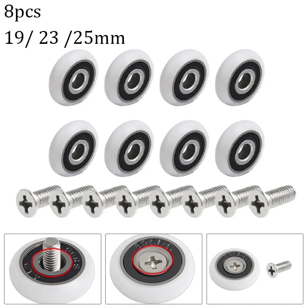 8-Pack Shower Door Roller Replacement Wheels – 19/23/25mm Shower Door Rollers Babs