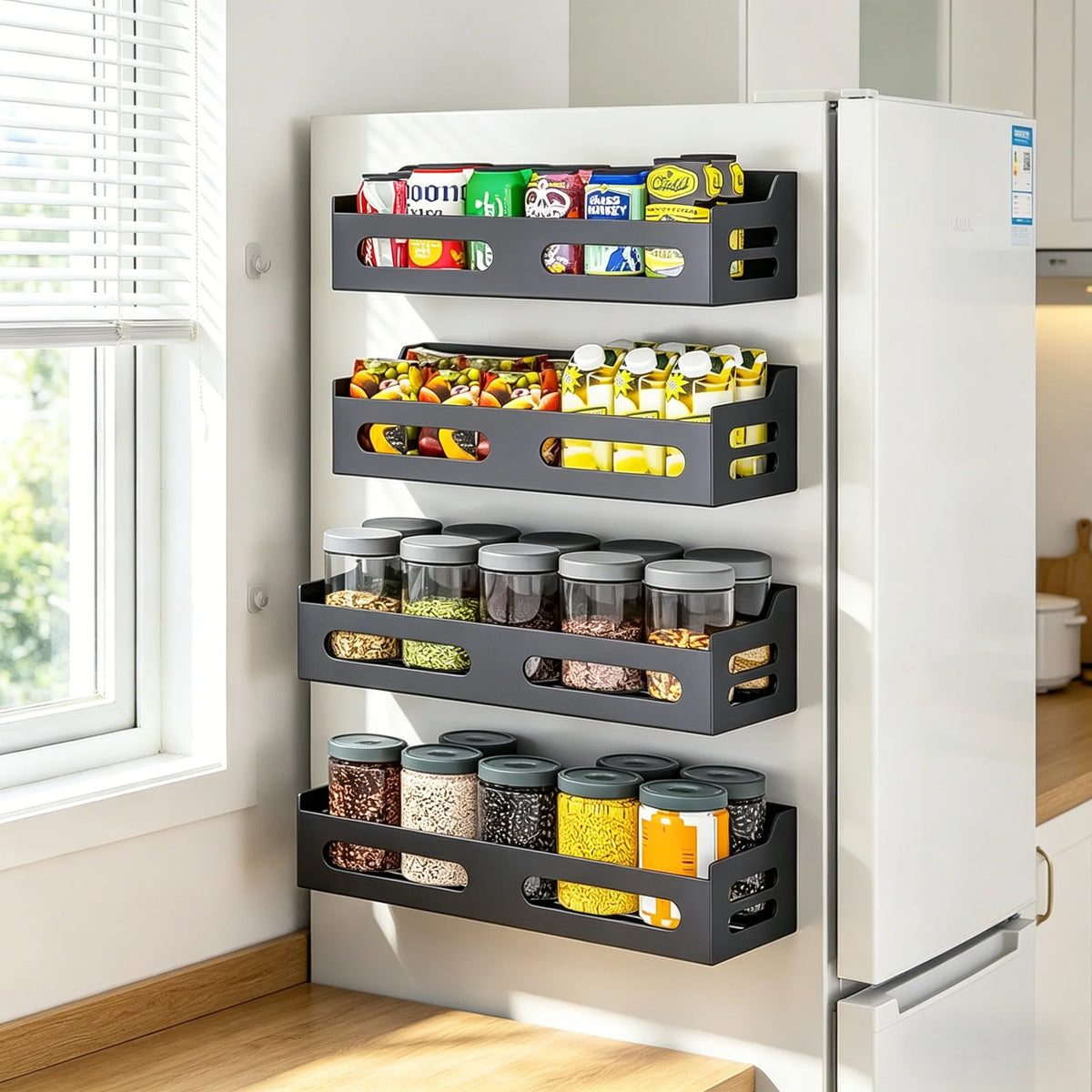 Magnetic Refrigerator Side Storage Rack | Kitchen Organizer Kitchen Storage Rack Babs