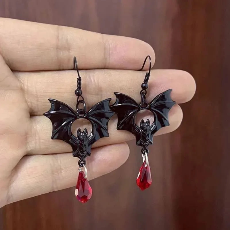 Gothic Vampire Bat Drop Earrings – Witch Jewelry Zinc Alloy Gothic Drop Earrings Babs