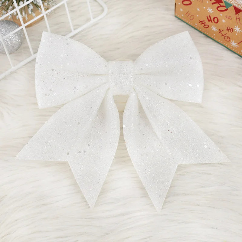 Large Glitter Christmas Bow Ornament – Red & Gold Xmas Decor Christmas Bow Ornament Babs A07 18x21cm