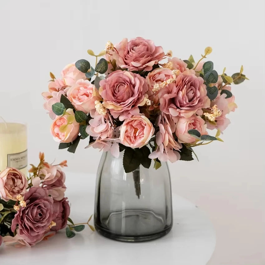 Artificial Silk Rose & Peony Bouquet – Wedding & Home Decor Artificial Flower Bouquet Babs