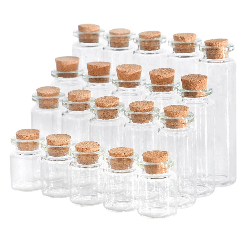 10pcs Mini Glass Bottles with Cork – Wedding & Party Decor Decorative Glass Bottles Babs