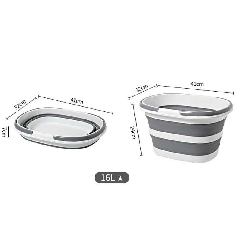 16L Collapsible Mop Bucket with Handles – Foldable Wash Basin Collapsible Mop Bucket Babs