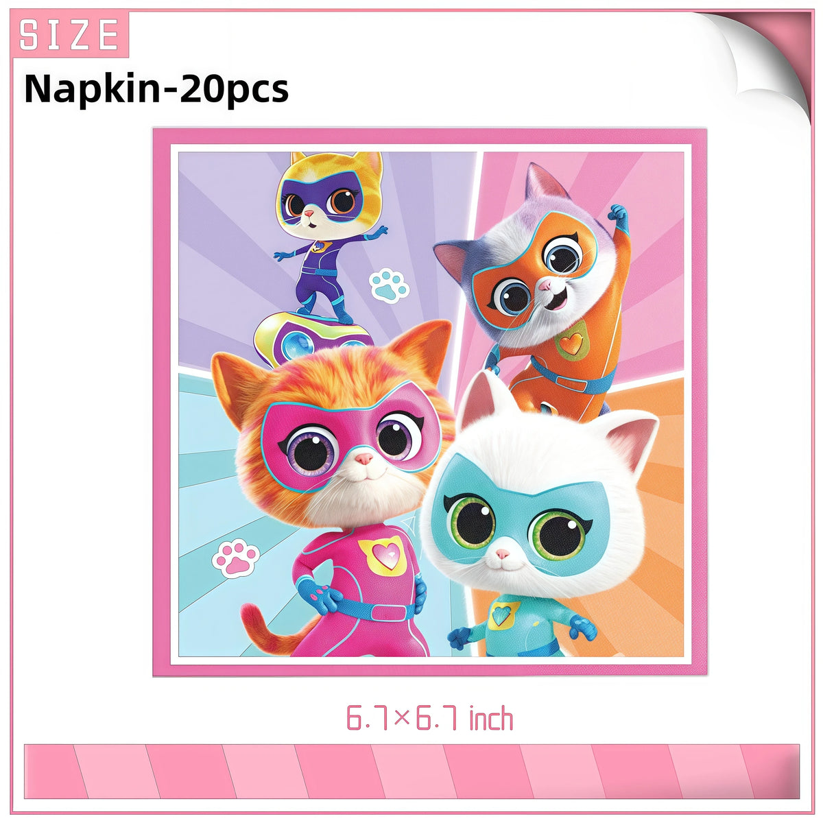 Cat Kitty Birthday Party Supplies – Plates, Cups & Balloons Set Party Supply Kit Babs 20pcs napkin