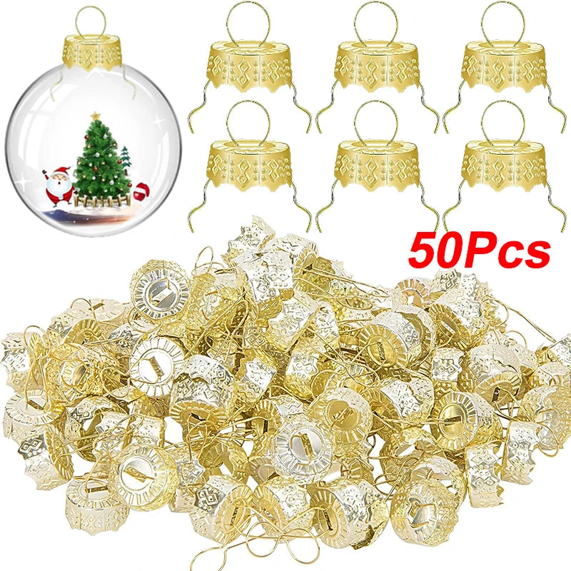 Christmas Ornament Caps & Hanger Strings – 50/100/200 Pcs Ornament Caps & Hangers Babs 50pcs gold cap 14mm
