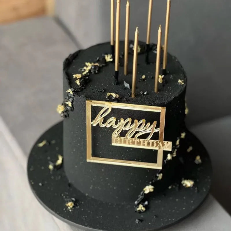 Gold Silver Acrylic Happy Birthday Cake Toppers – DIY Decor Cake Topper Babs 5