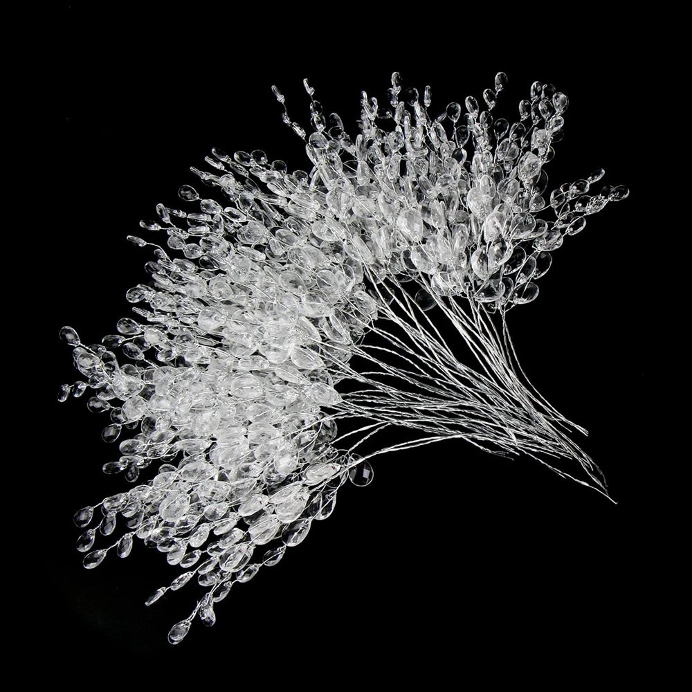 Crystal Acrylic Water Droplet Flowers – Wedding & DIY Décor Artificial Flowers Babs Clear 60 pcs