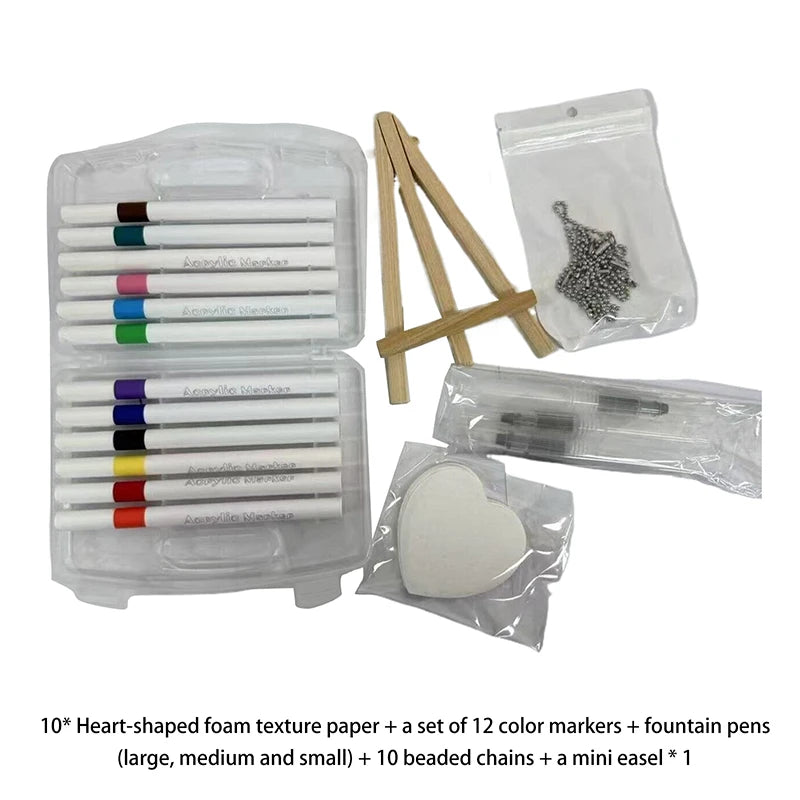 DIY Bubble Texture Painting Kit – 12 Markers & 10 Foam Papers Kids Art Craft Kit Babs A3