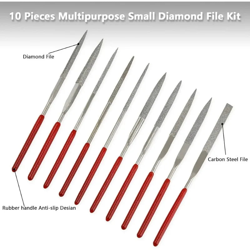 10-Piece Diamond Needle File Set – Mini Files for Metal & Stone Diamond Needle File Set Babs