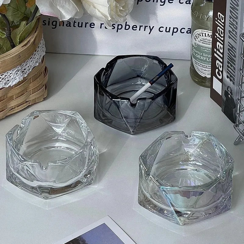 Crystal Glass Ashtray – Light Luxury Water Chestnut Design Glass Ashtray Babs