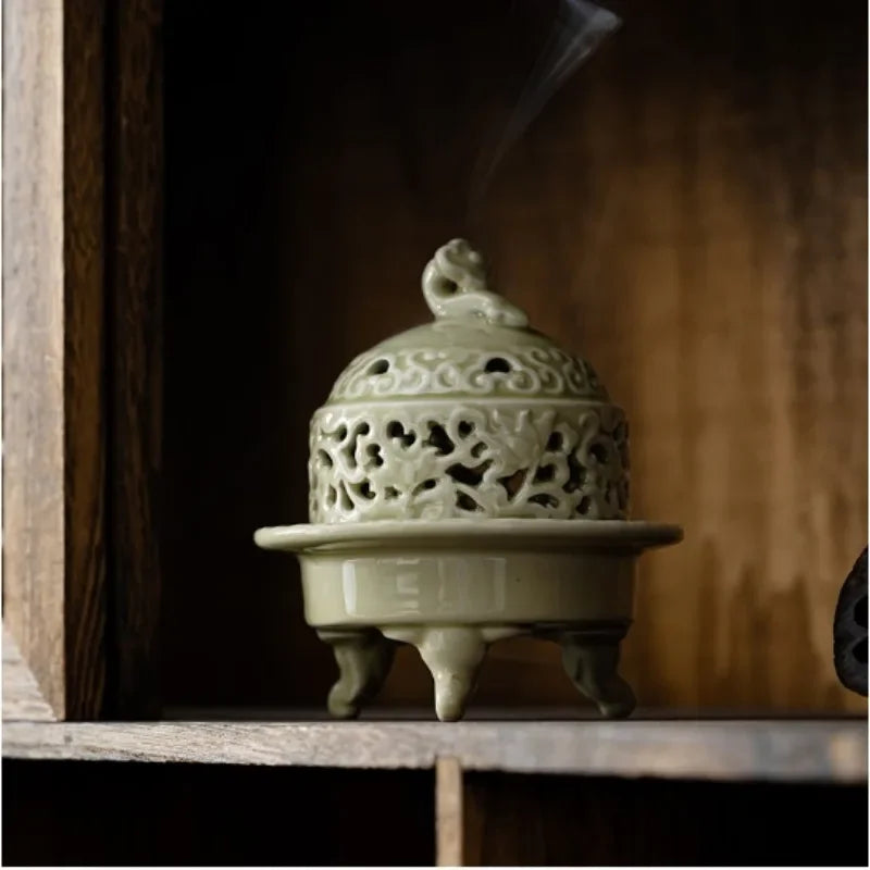 Ceramic Jiangshan Incense Burner – Handmade Sandalwood Holder Incense Burner Babs B