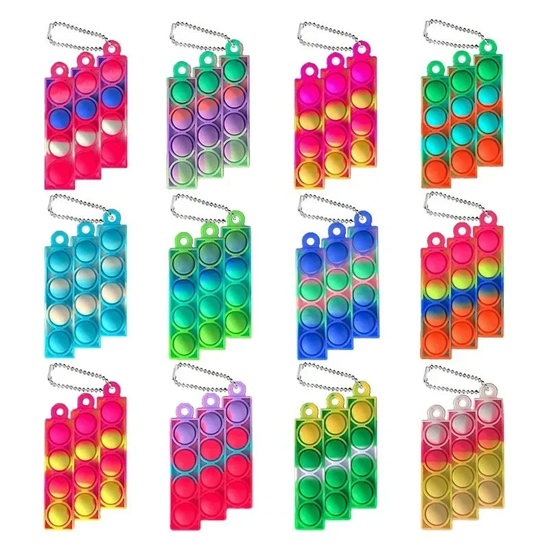 Mini Pop Keychain Fidget Toys – Kids Party Favors 10/30 Pcs Fidget Keychain Toy Babs