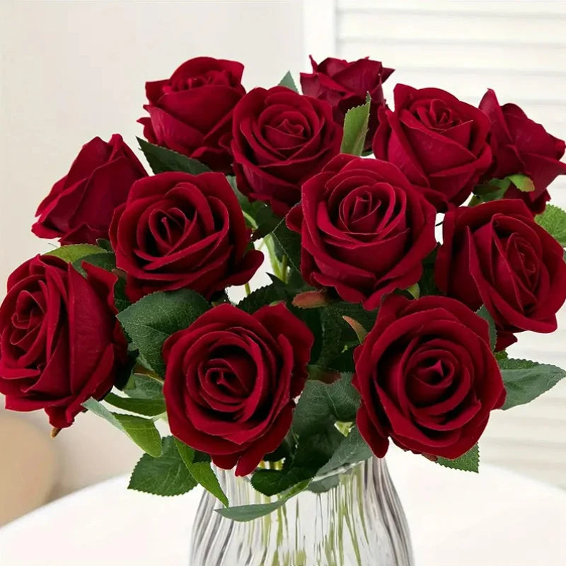 5-Pack Silk Rose Artificial Flowers Long Stem – Wedding Decor Artificial Silk Flowers Babs
