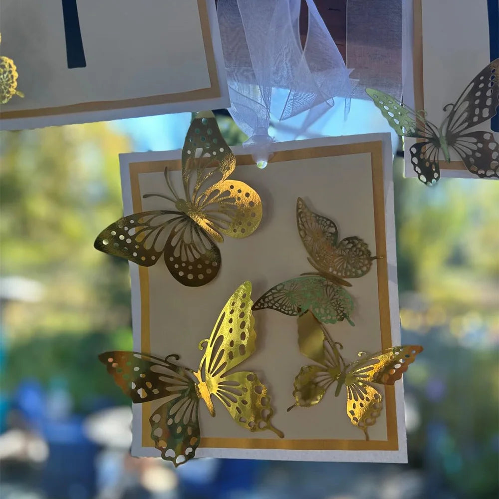 3D Gold Hollow Butterfly Wall Decor – Party & Wedding (12-48pcs) Party Wall Decorations Babs