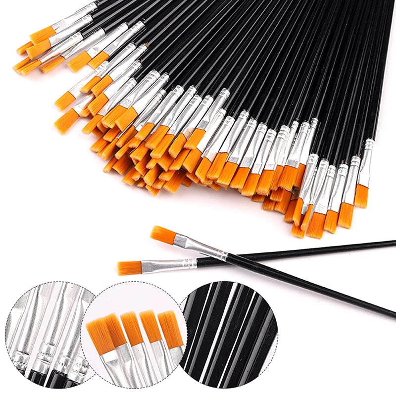50-Piece Nylon Paint Brush Set for Art, Crafts & Hook-Line Work Artist Paint Brush Set Babs