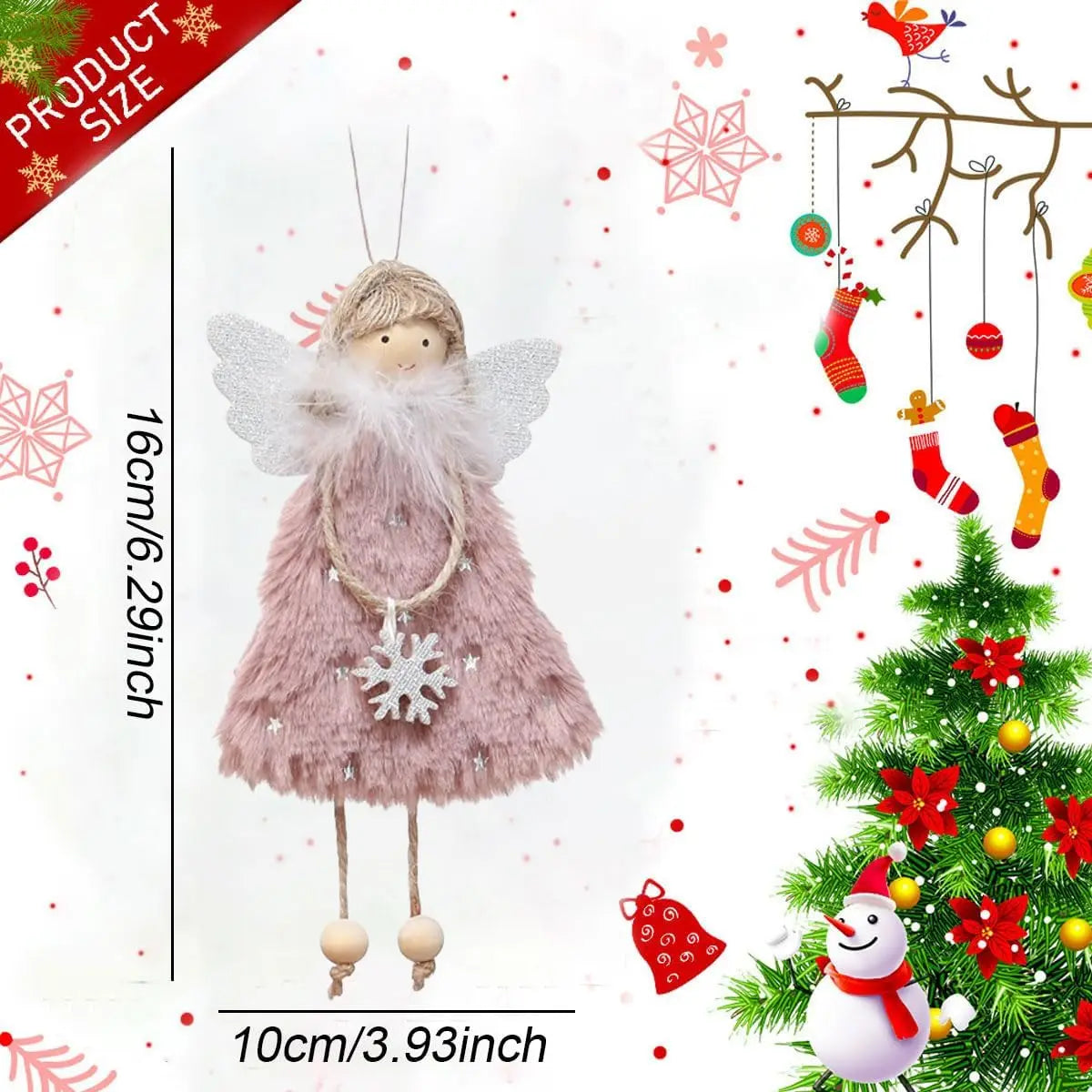 Christmas Angel Girl Doll Ornament – Festive Tree Hanging Decor Christmas Tree Ornament Babs