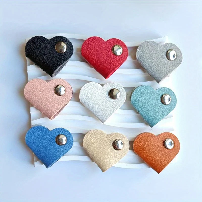 Heart-Shaped PU Leather Cord Organizer Set – Cable Winders Cable Cord Organizer Babs 9pcs