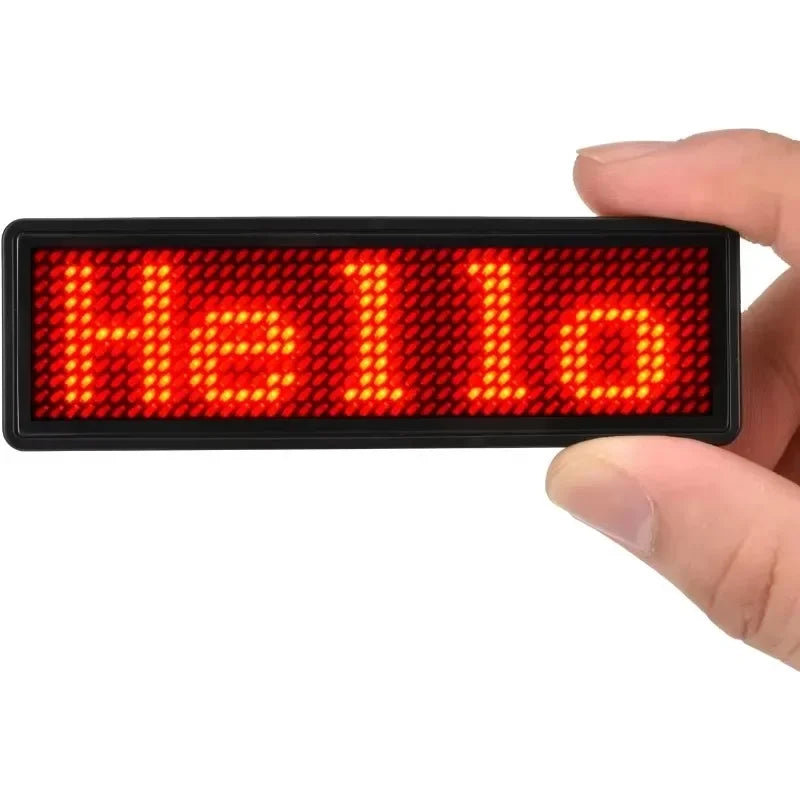 Bluetooth Rechargeable LED Name Badge – Scrolling Message Display LED Name Badge Babs Red