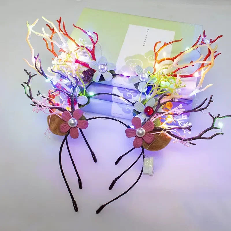 LED Christmas Reindeer Antlers Headband | Glowing Party Hoop LED Party Headband Babs 15