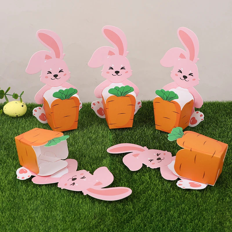 10pcs Easter Bunny Carrot Gift Boxes | Candy Cookie Party Favors Easter Party Gift Boxes Babs