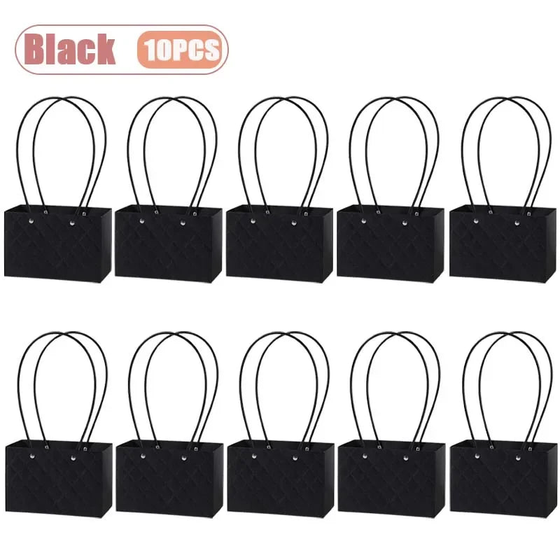 Reusable Waterproof Floral Gift Tote Bags – Wedding & Party Floral Gift Tote Bags Babs Black-10PCS 22x10x13cm