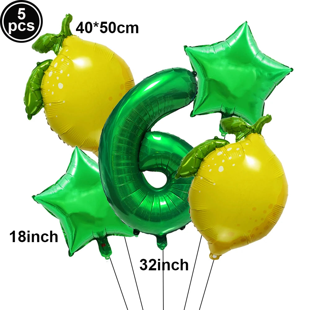 Lemon Foil Balloon Set with 32" Number Balloons – Party Decor