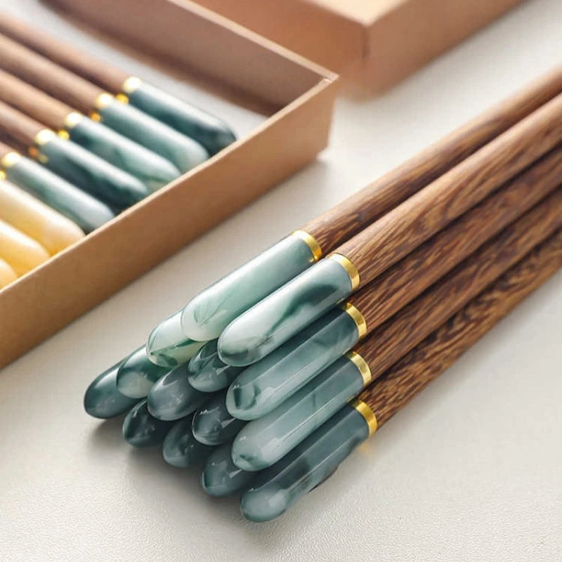 5 Pairs Reusable Wooden Chopsticks – Sushi & Asian Tableware Wooden Chopstick Set Babs