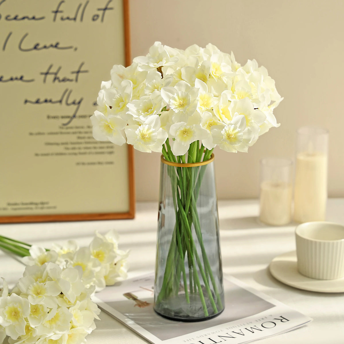 Silk Narcissus Artificial Flower Bouquet – Wedding & Home Décor Artificial Silk Flowers Babs