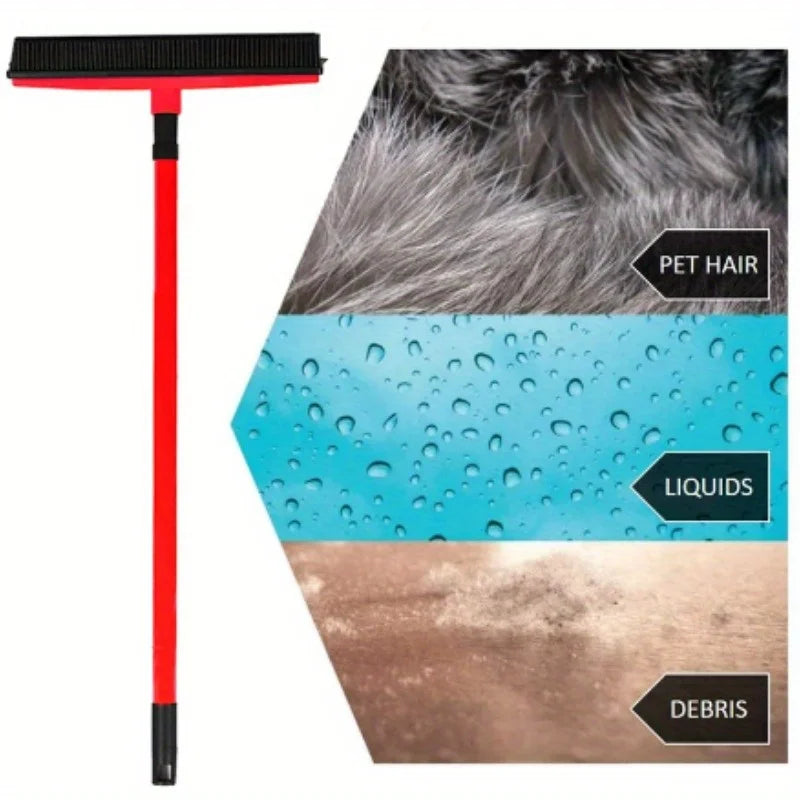 Pet Hair Rubber Broom & Squeegee – Multi-Surface Floor Brush Pet Hair Broom Babs