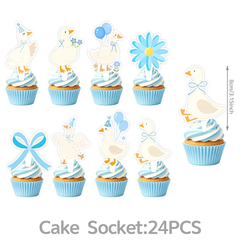 Blue Goose Party Supplies – Balloons, Banner & Cake Topper Party Decoration Set Babs Light Yellow