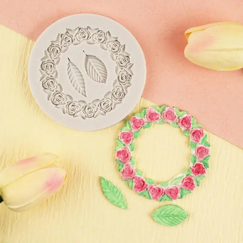 Rose Leaf Border Silicone Mold for DIY Resin Mirror Frames Resin Craft Mold Babs