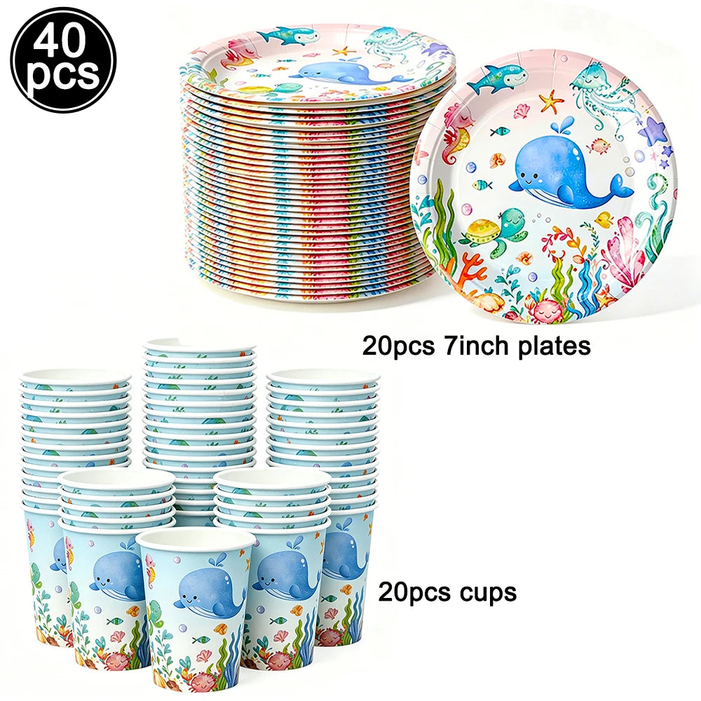 Under the Sea Birthday Party Supplies – Ocean Theme Decor Set Party Supply Set Babs DEEP BLUE