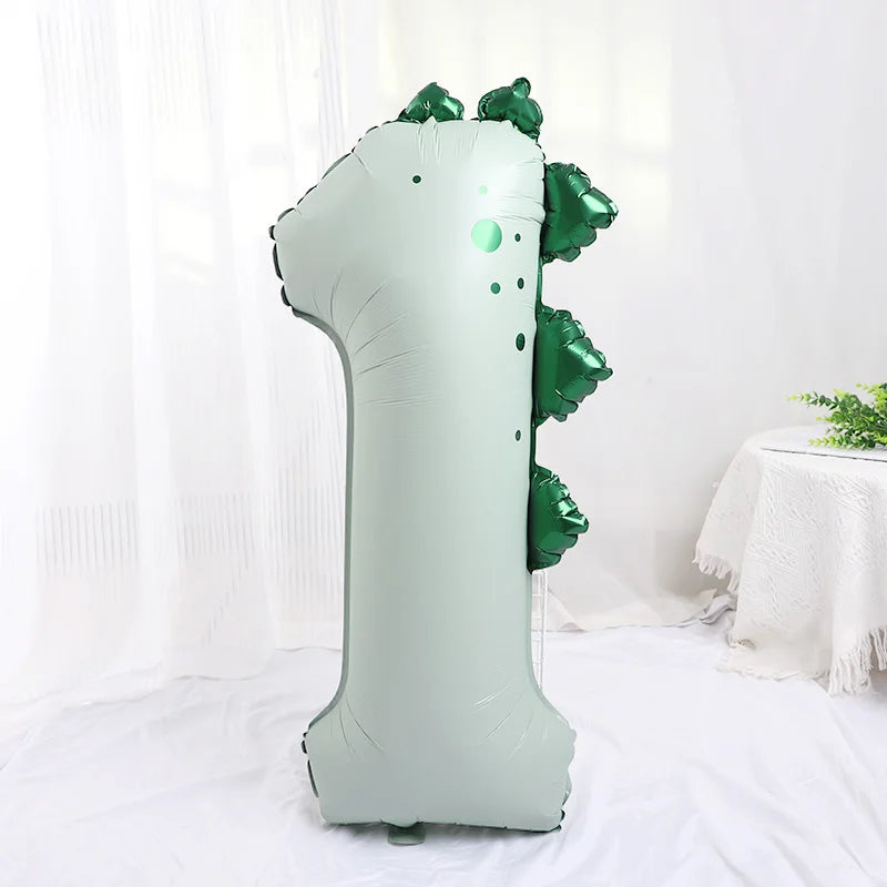 40" Dinosaur Number Foil Balloon – Kids 1st Birthday Party Decor Party Foil Balloon Babs light green-1 40Inch