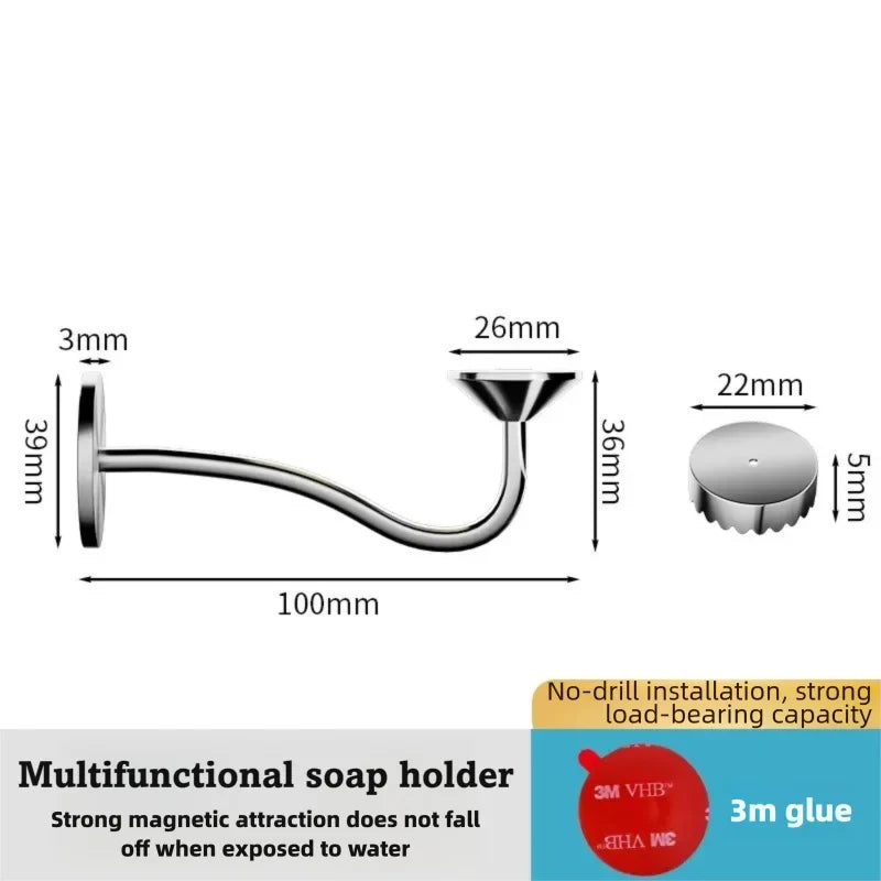 Stainless Steel Magnetic Soap Rack – Wall-Mounted Self-Draining Magnetic Soap Dish Babs Bracket Back