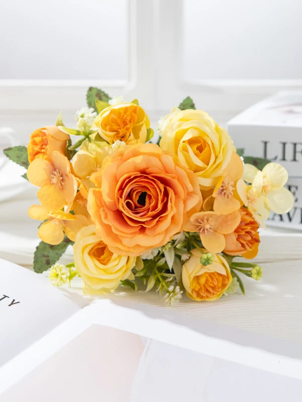Silk Rose Artificial Flower Bouquet – Wedding & Home Decor Artificial Silk Flower Babs color 5 1 pc