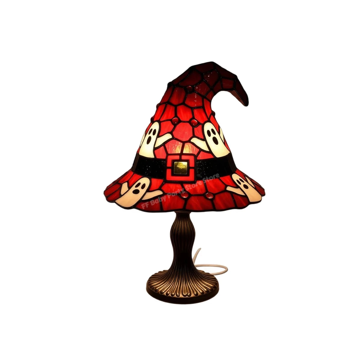 Stained Glass Witch Hat USB Night Light | Halloween Table Lamp Decorative Table Lamp Babs C