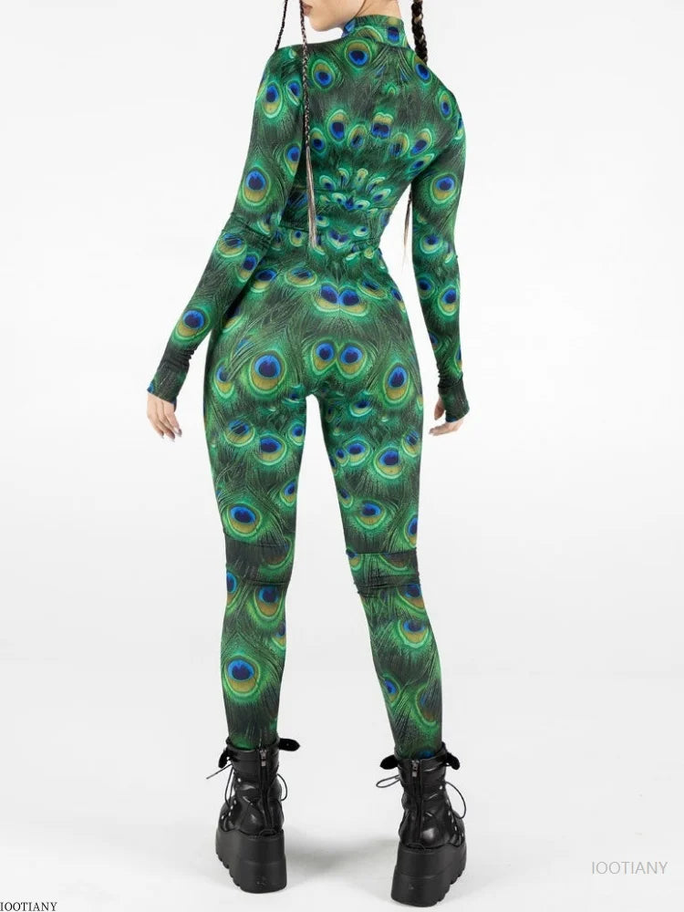 Women's Lizard Chameleon Jumpsuit Halloween Costume Set Halloween Costume Set Babs