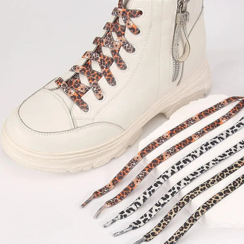 Leopard Print Flat Shoelaces – 1 Pair for Men & Women Fashion Shoelaces Babs