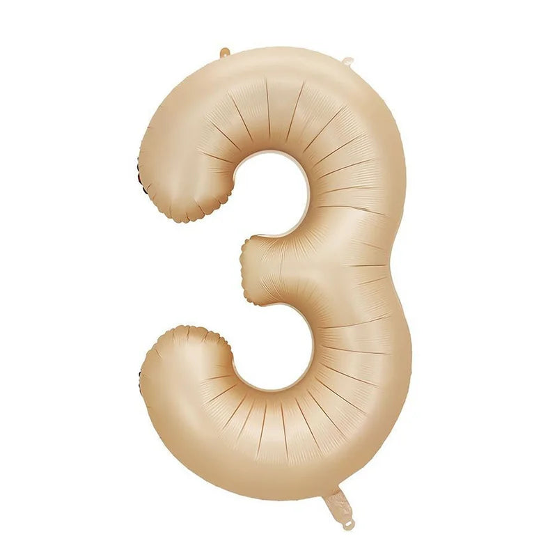32/40" Cream Foil Number Balloons 1–9 | Party & Wedding Decor Foil Number Balloons Babs Caramel3 40inch