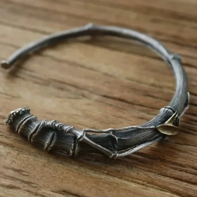 Men's Handmade Brass Bamboo Cuff Bracelet – Adjustable Vintage Cuff Bracelet Babs