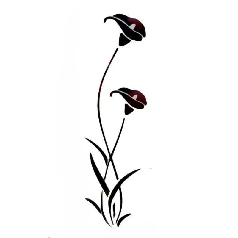 3D Flower Acrylic Mirror Wall Sticker – DIY Home Decor Decal Acrylic Wall Sticker Babs Black