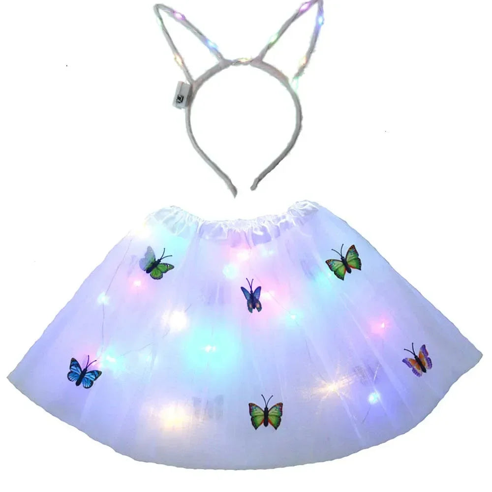 LED Light-Up Princess Tutu Skirt & Bunny Headband Set LED Costume Set Babs
