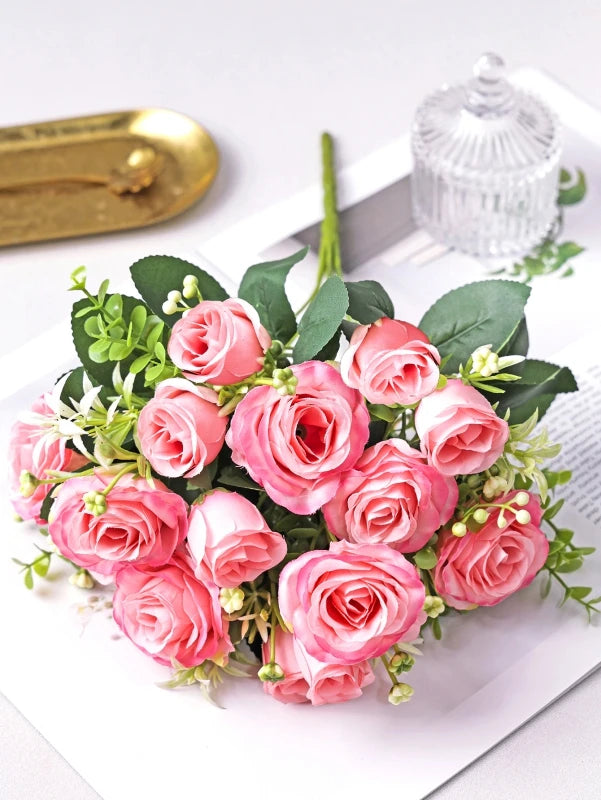Artificial Silk Rose Bouquet – Wedding & Home Décor Artificial Silk Flowers Babs Pink 1 pc