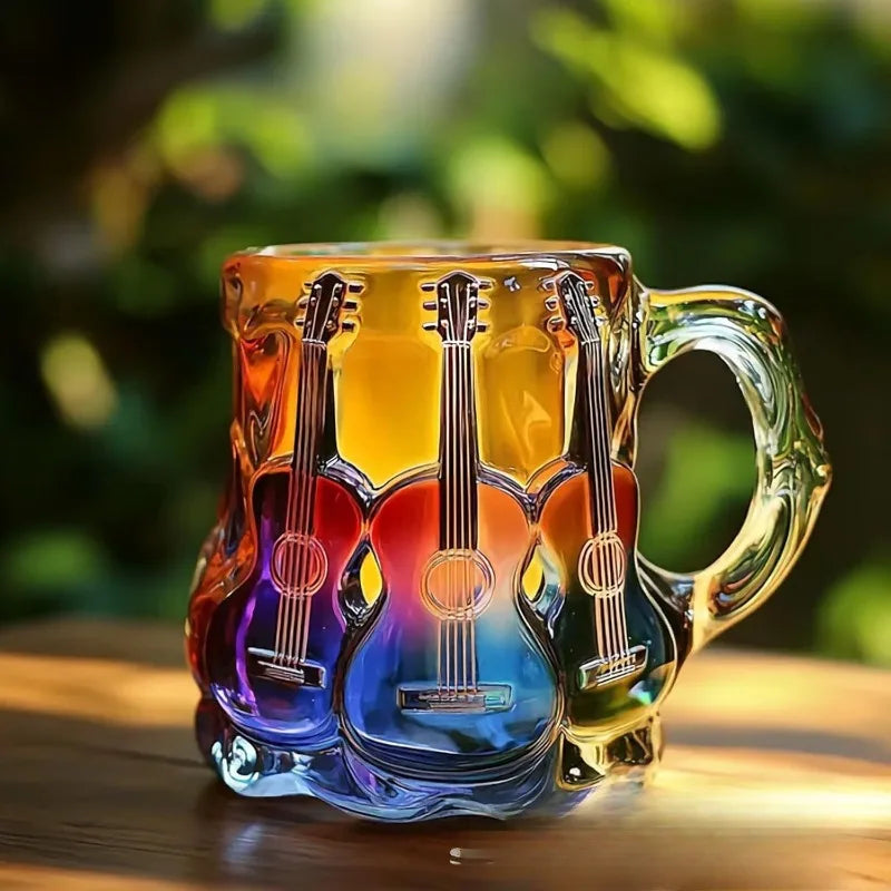 Guitar Art Beer Mug | Hand-Painted Resin Craft Gift Mug Art Beer Mug Babs