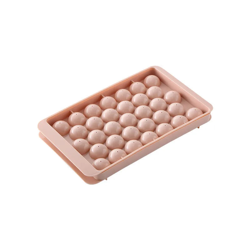 33-Ball Round Ice Cube Tray Mold with Lid – Cocktail & Whiskey Ice Ball Maker Mold Babs Pink