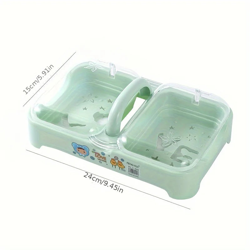 Portable Soap Dish with Lid & Drain Tray | Bathroom Soap Holder Soap Dish Babs Green