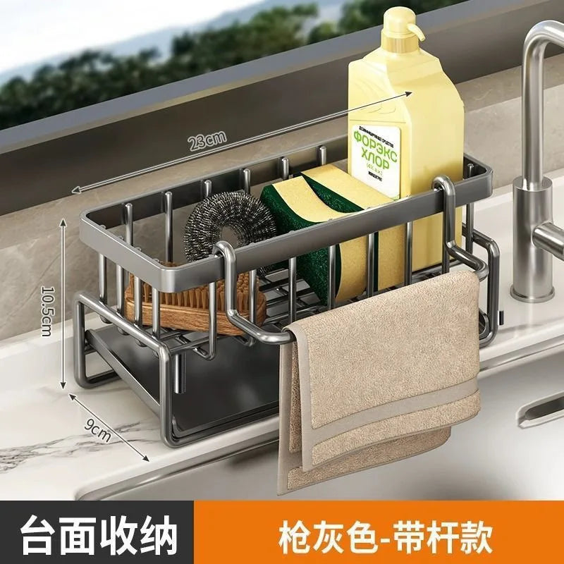 Kitchen Sponge Holder Sink Organizer Drain Rack with Hook Sink Organizer Babs
