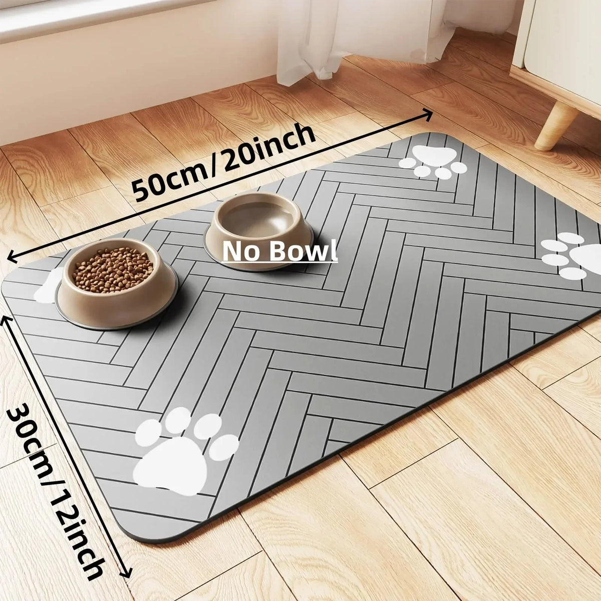 Absorbent Pet Feeding Mat – Non-Slip Waterproof Food Bowl Mat Pet Feeding Mat Babs 30X50cm Grey